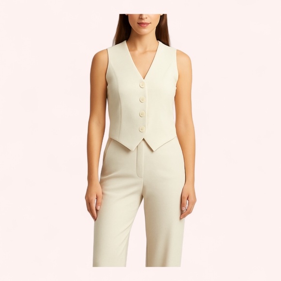 Enza Costa Cream Crepe Vest NWOT Size S Minimalist Tailored Chic Layering Piece - Picture 2 of 10